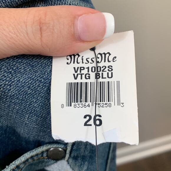 Miss Me Vintage Sophie Triangle Embroidered Stretch Skinny Distressed Jeans - Picture 7 of 9